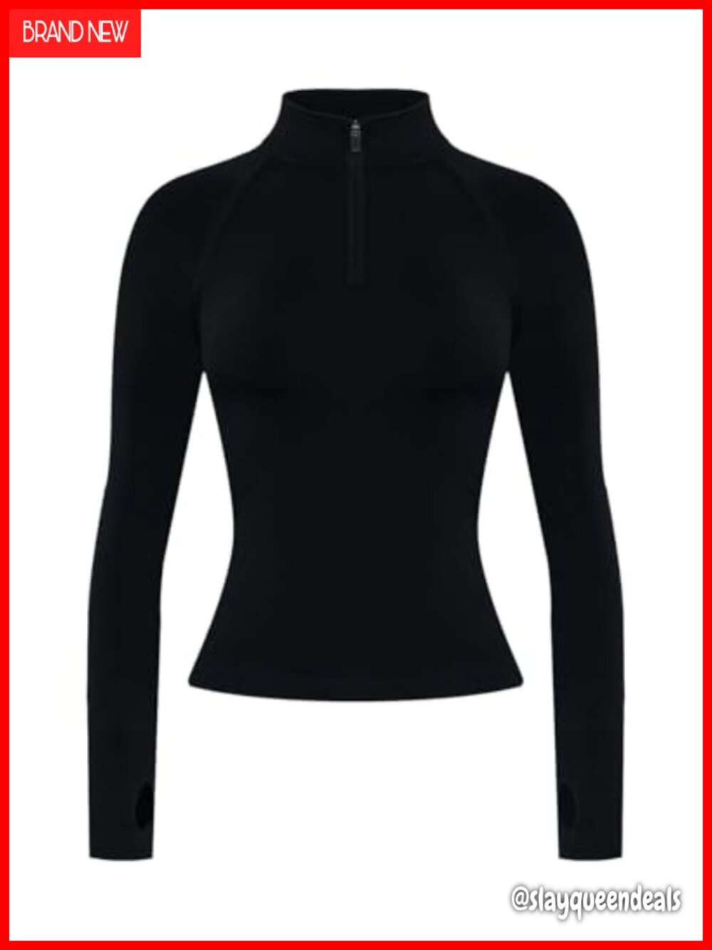 Quarter Zip Long Sleeve Workout Jacket Thumbholes Slim Fit Cropped Athletic